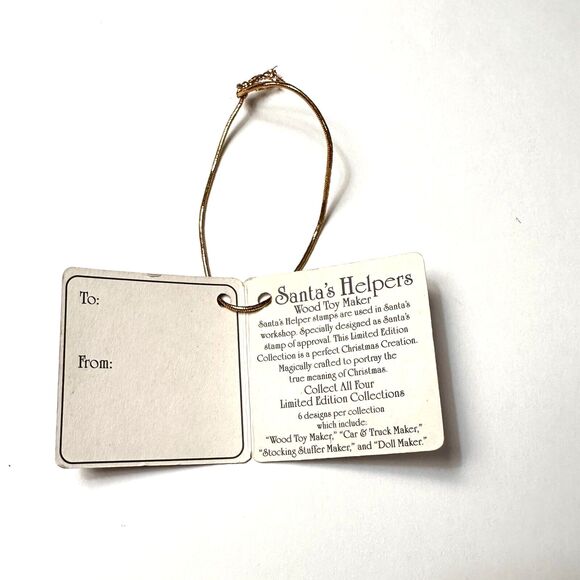 Santas Helpers 4" Christmas Figurine WOOD TOY MAKER Ltd Edition Collectible Vtg - Picture 12 of 12